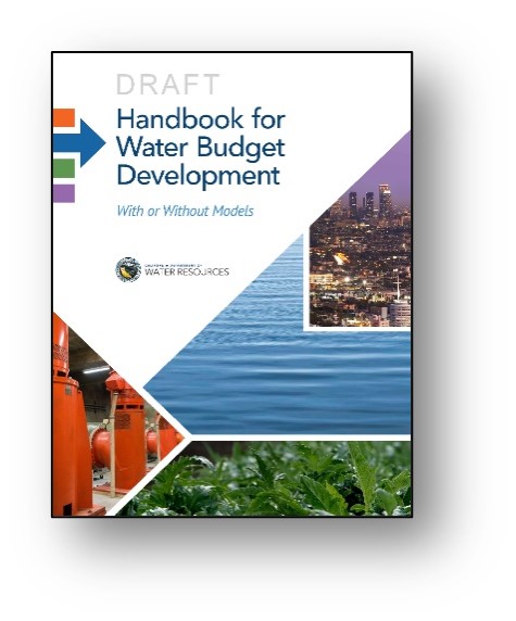 Cover of the draft Water Budget Handbook issued by the California Department of Water Resources.